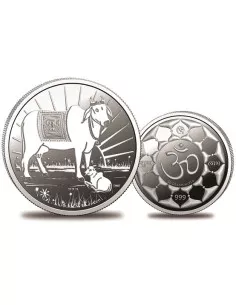 Omkar Mint Kamdhenu Mata Silver Coin of 50 Grams in 999 Purity Fineness