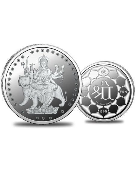 Omkar Mint Durga Silver Coin of 10 Grams in 999 Purity Fineness