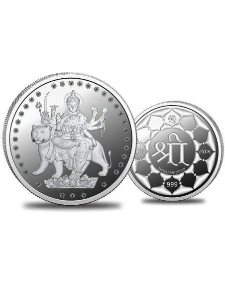 Omkar Mint Durga Silver Coin of 100 Grams in 999 Purity Fineness
