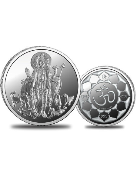 Omkar Mint Dattatreya Silver Coin of 10 Grams in 999 Purity Fineness