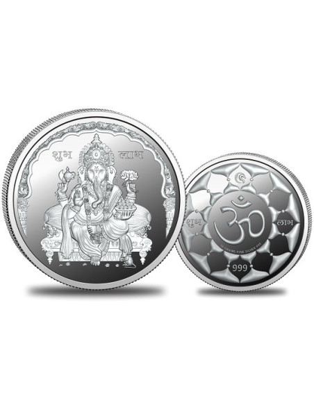Omkar Mint Ganesh Silver Coin of 50 Grams in 999 Purity Fineness
