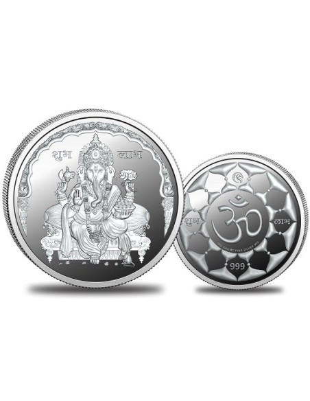 Omkar Mint Ganesh Silver Coin of 100 Grams in 999 Purity Fineness