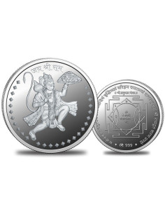 Omkar Mint Hanuman Silver Coin of 10 Grams in 999 Purity Fineness