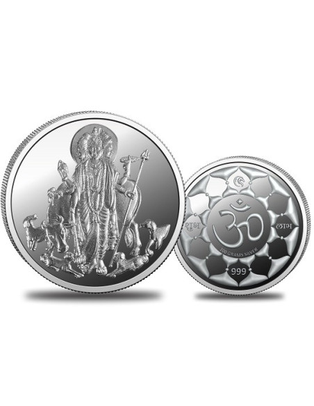 Omkar Mint Dattatreya Silver Coin of 100 Grams in 999 Purity Fineness
