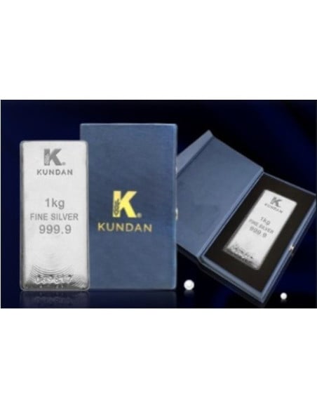 Kundan Ingot Silver Casted Bar Of 1 Kg in 24 Karat 999.9 Purity / Fineness