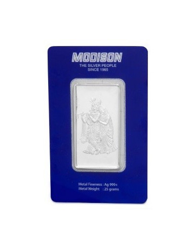 Modison Radha Krishna Silver Bar of 25 Grams in 24Kt 999 Purity Fineness in Certicard