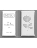 Modison Silver Bar of 25 Grams in 24Kt 999 Purity Fineness in Paper Folder Packing