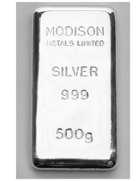 Modison Silver Casted Bar of 500 Grams in 999 Purity /Fineness