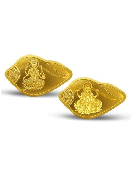 MMTC-PAMP Lakshmi Ganesh Shankh Shape Gold Coin Of 10 Grams [ 5 grams x 2 ] in 24 Karat  999.9 Purity / Fineness