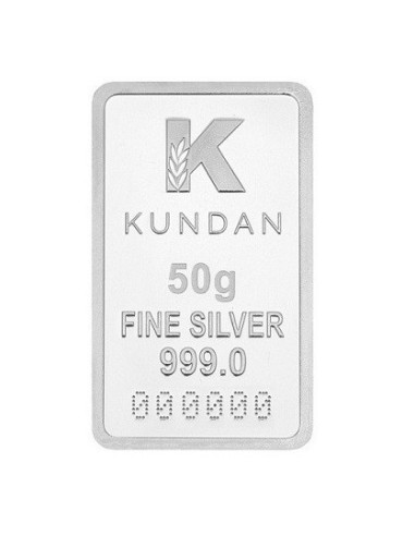 Kundan Kalpataru Tree Color Silver Bar of 50 Gram in 999 Purity / Fineness in Certi Card
