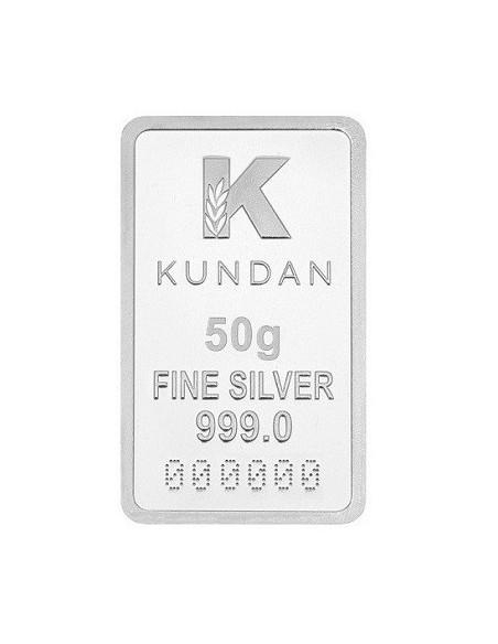 Kundan Kalpataru Tree Color Silver Bar of 50 Gram in 999 Purity / Fineness in Certi Card