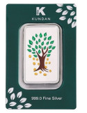 Kundan Kalpataru Tree Color Silver Bar of 50 Gram in 999 Purity / Fineness in Certi Card
