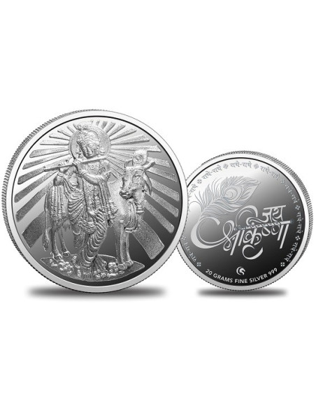 Omkar Mint Krishna Silver Coin of 20 Grams in 999 Purity Fineness