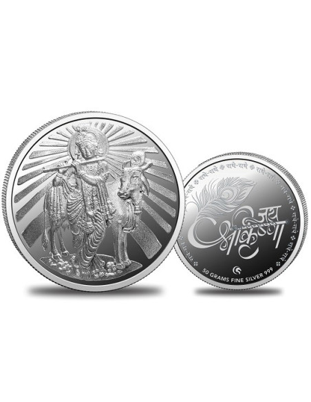 Omkar Mint Krishna Silver Coin of 50 Grams in 999 Purity Fineness