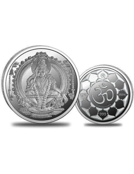 Omkar Mint Ayyapa Swami Silver Coin of 10 Grams in 999 Purity Fineness