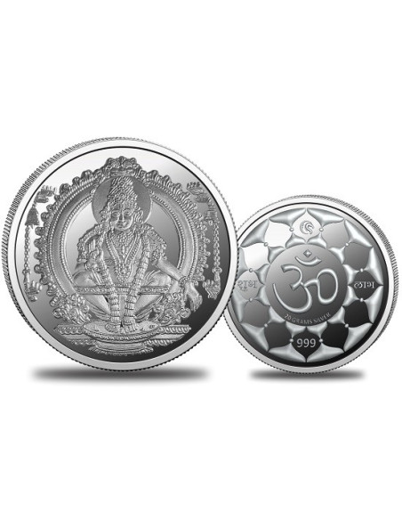 Omkar Mint Ayyapa Swami Silver Coin of 20 Grams in 999 Purity Fineness