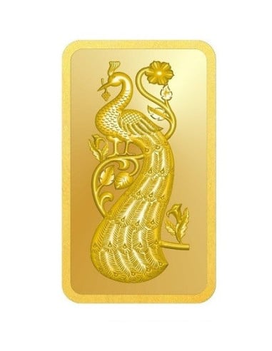 Omkar Mint Peacock Gold Bar Of 5 Gram 24Kt Gold 999 Purity Fineness