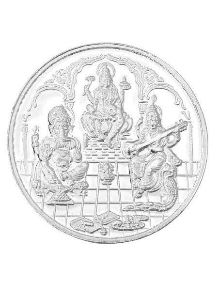 RSBL Shree Trimurti Silver Coin 5 Grams in 999 Purity 24Kt/Fineness