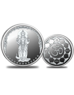 Omkar Mint Murugan Swamy Silver Coin of 10 Grams in 999 Purity Fineness