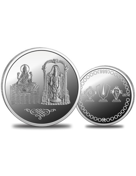 Omkar Mint Balaji Lakshmi Silver Coin of 10 Grams in 999 Purity Fineness