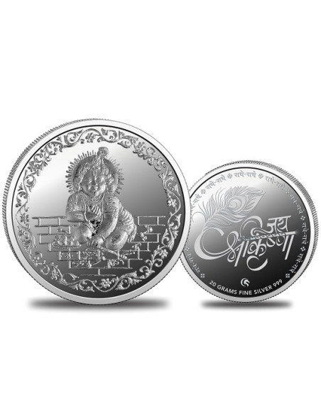 Omkar Mint Laddu Gopal Silver Coin of 20 Grams in 999 Purity Fineness