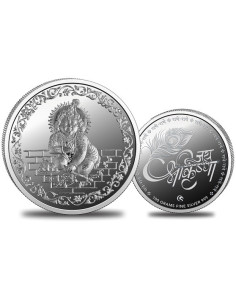 Omkar Mint Laddu Gopal Silver Coin of 100 Grams in 999 Purity Fineness