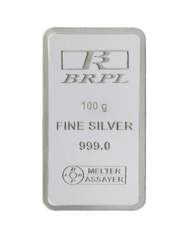 BRPL Bangalore Refinery Silver Bar Of 100 Grams in 999 Purity / Fineness