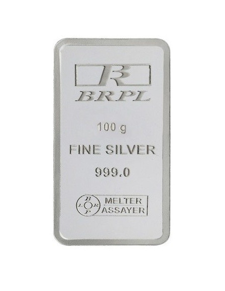 BRPL Bangalore Refinery Silver Bar Of 100 Grams in 999 Purity / Fineness