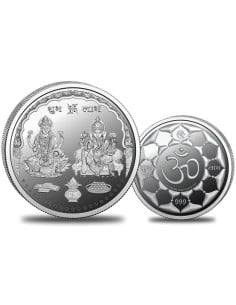 Omkar Mint Lakshmi Ganesh Silver Coin of 10 Grams in 999 Purity Fineness