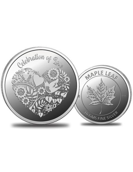 Omkar Mint Celebration Of Love Silver Coin of 10 Grams in 999 Purity Fineness