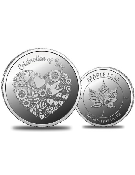 Omkar Mint Celebration Of Love Silver Coin of  100 Grams in 999 Purity Fineness