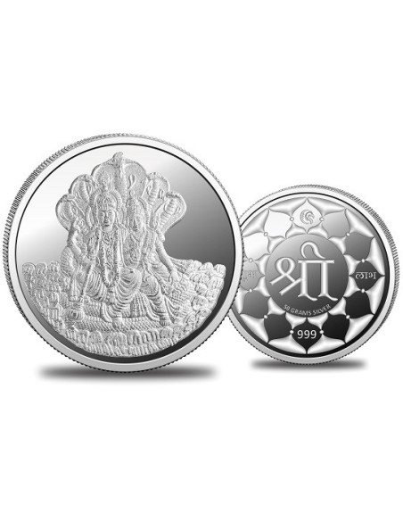 Omkar Mint Lakshmi Narayan Silver Coin of 50 Grams in 999 Purity Fineness