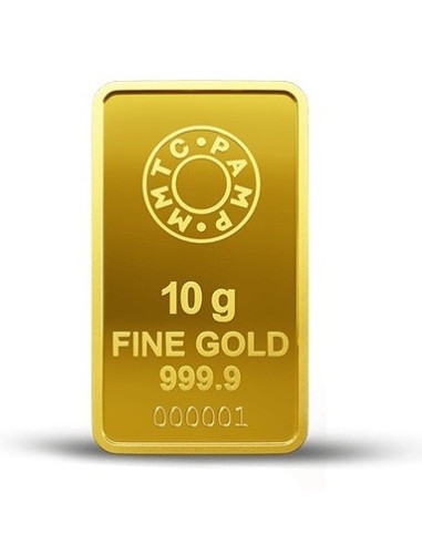 MMTC-PAMP Gold Rose Ingot Bar of 10 Grams in 24 Karat  999.9 Purity / Fineness