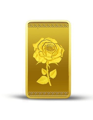 MMTC-PAMP Gold Rose Ingot Bar of 10 Grams in 24 Karat  999.9 Purity / Fineness