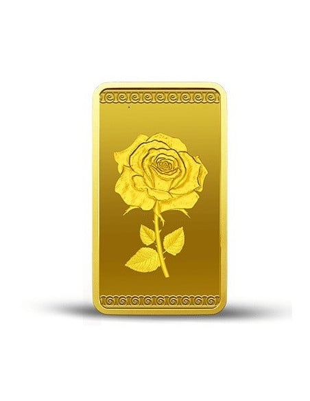MMTC-PAMP Gold Rose Ingot Bar of 10 Grams in 24 Karat  999.9 Purity / Fineness