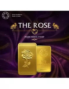 MMTC-PAMP Gold Rose Ingot Bar of 10 Grams in 24 Karat  999.9 Purity / Fineness