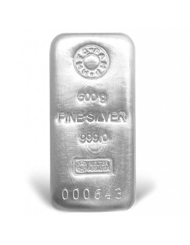 MMTC-PAMP Ingot Silver Casted Bar Of 500 gm in 24 Karat 999 Purity / Fineness
