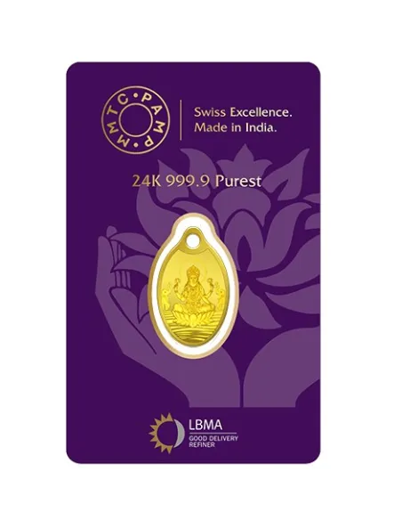 MMTC-PAMP Gold Oval Goddess Lakshmi Pendant of 2 Gram in 24 Karat / 999.9 Purity Fineness 