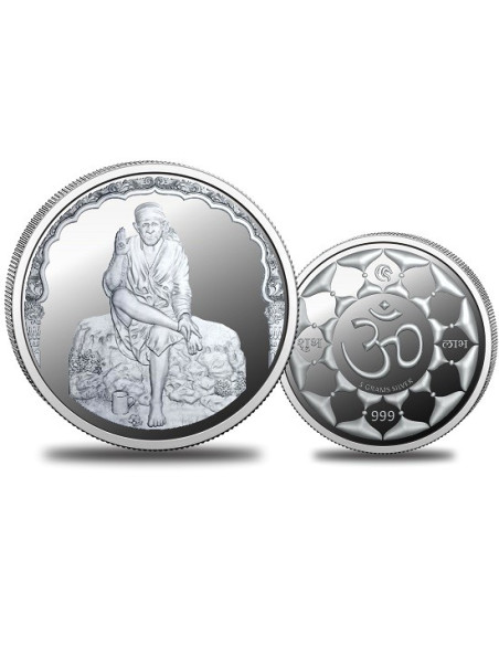 Omkar Mint Sai Baba Silver Coin of 5 Grams in 999 Purity Fineness