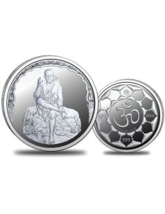 Omkar Mint Sai Baba Silver Coin of 10 Grams in 999 Purity Fineness