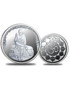 Omkar Mint Sai Baba Silver Coin of 50 Grams in 999 Purity Fineness