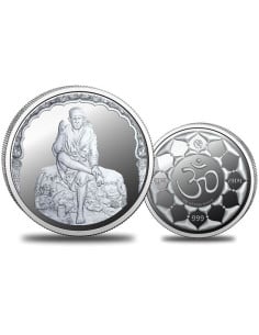 Omkar Mint Sai Baba Silver Coin of 50 Grams in 999 Purity Fineness
