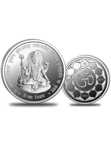 Omkar Mint Shiv Ji Silver Coin of 100 Grams in 999 Purity Fineness