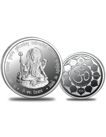 Omkar Mint Shiv Ji Silver Coin of 50 Grams in 999 Purity Fineness