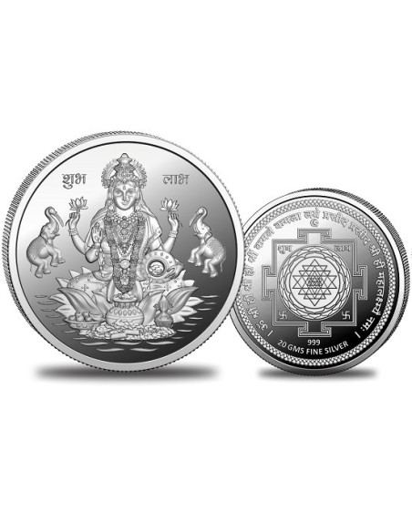 Omkar Mint Lakshmi Silver Coin of 20 Grams in 999 Purity Fineness