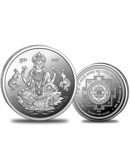 Omkar Mint Lakshmi Silver Coin of 50 Grams in 999 Purity Fineness