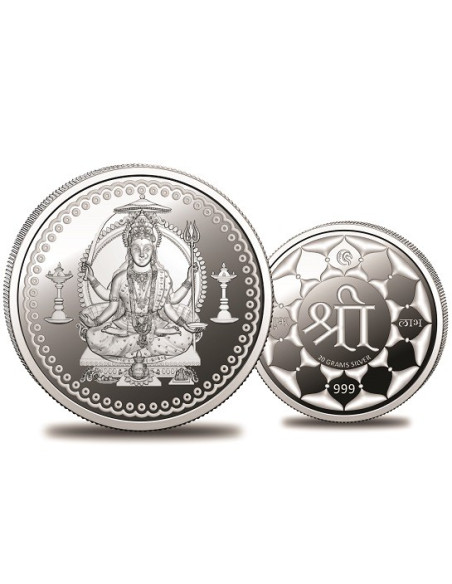 Omkar Mint Santoshi Mata Silver Coin of 20 Grams in 999 Purity Fineness
