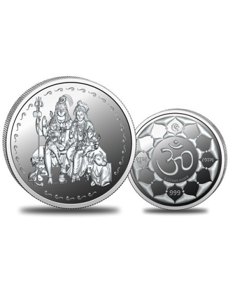 Omkar Mint Shiv Parivar Silver Coin of 5 Grams in 999 Purity Fineness