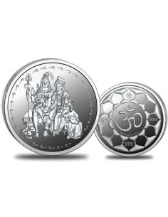 Omkar Mint Shiv Parivar Silver Coin of 50 Grams in 999 Purity Fineness