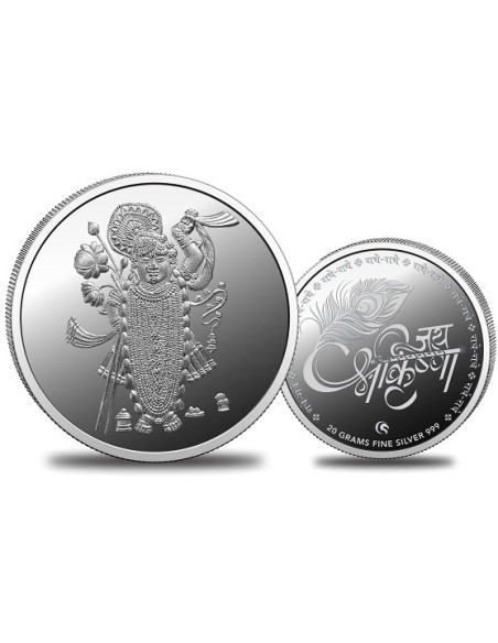 Omkar Mint Shreenath Ji Silver Coin of 20 Grams in 999 Purity Fineness